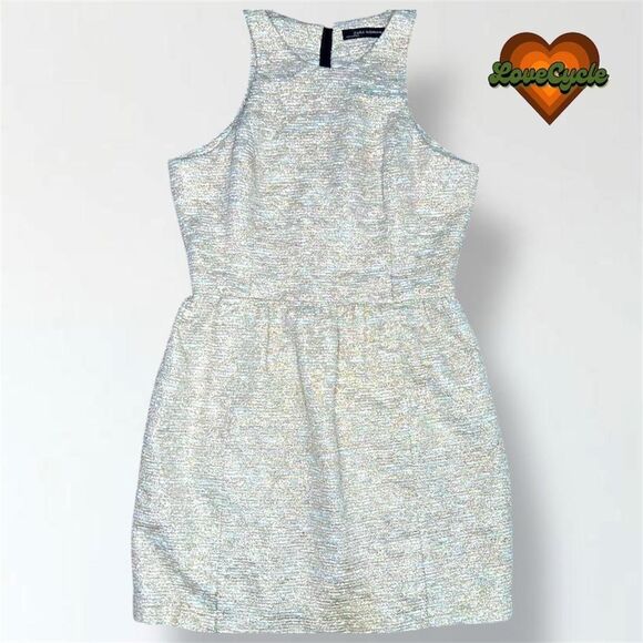 Women's Zara Cream & Gold Tweed Halter Dress – Medium - Picture 1 of 5